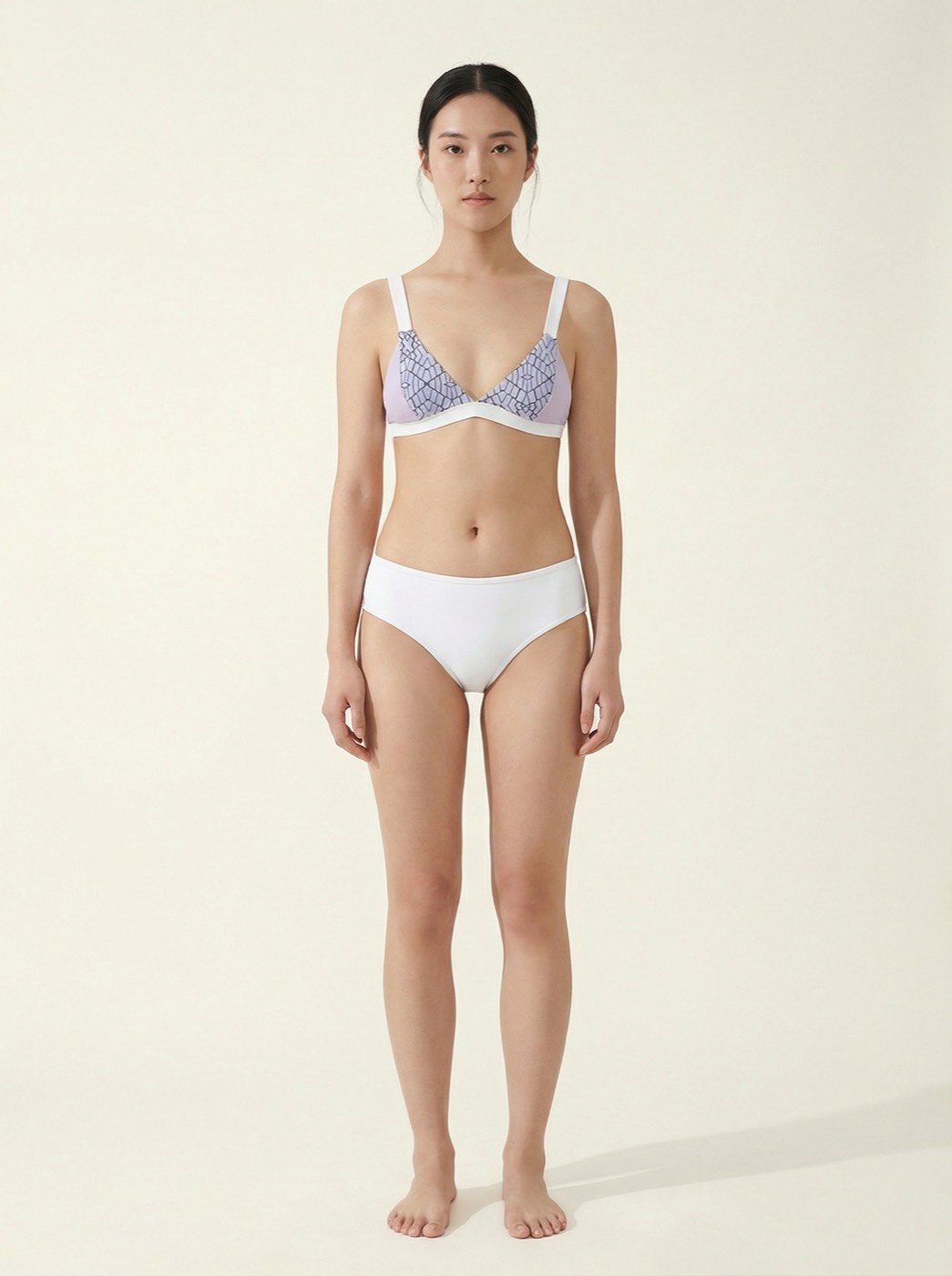 The Mosaic — Lavender Geometric Print Bikini - 01-model-front-hero