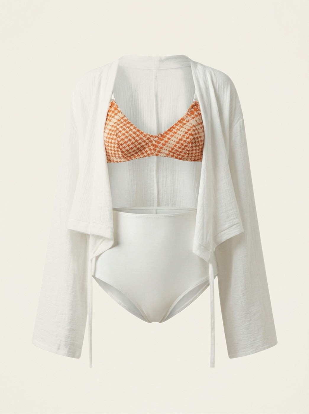 The Positano — Orange Houndstooth Triangle Bikini - 01-pure-background-main