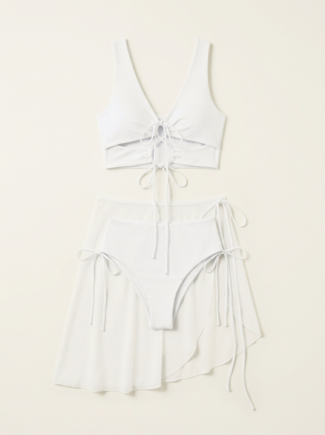 The Capri — White Crop Tie-Back Bikini Set - 01-pure-background-main