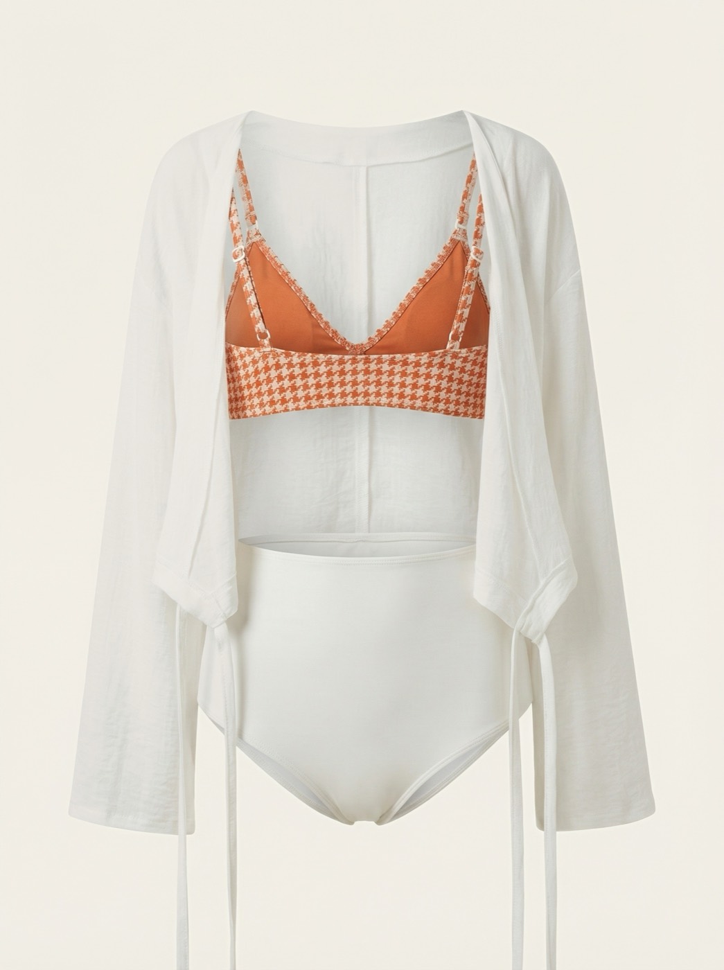 The Positano — Orange Houndstooth Triangle Bikini - 05-structure-back-view