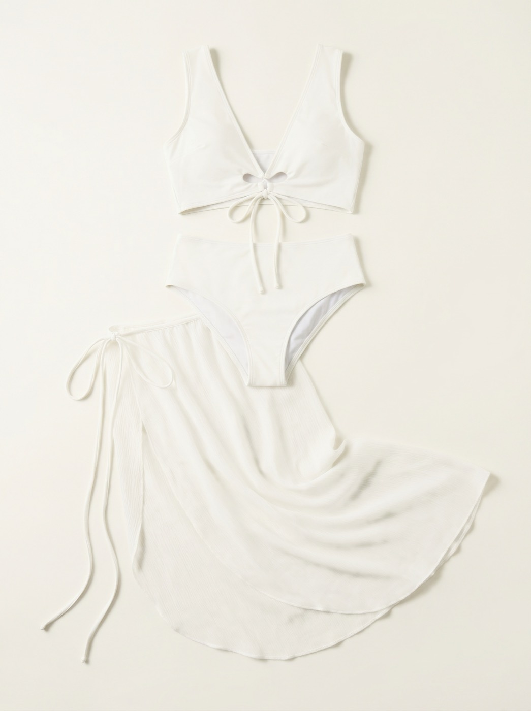 The Capri — White Crop Tie-Back Bikini Set - 01-model-front-hero