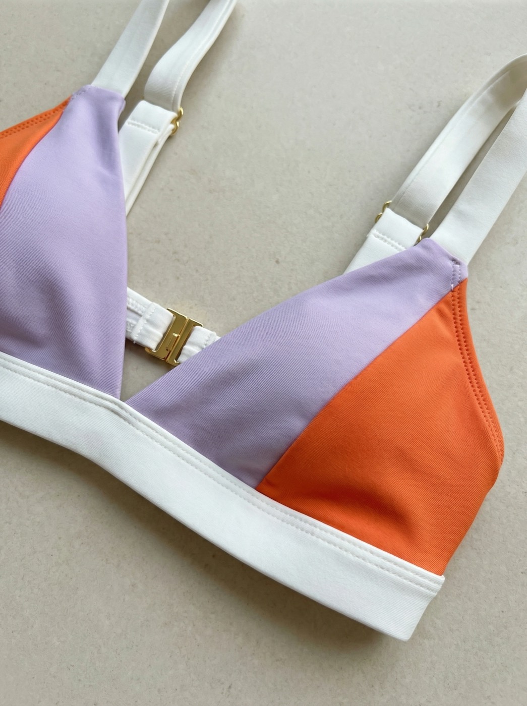 The Amalfi — Color-Block Triangle Bikini in Sunset - 06-detail-1