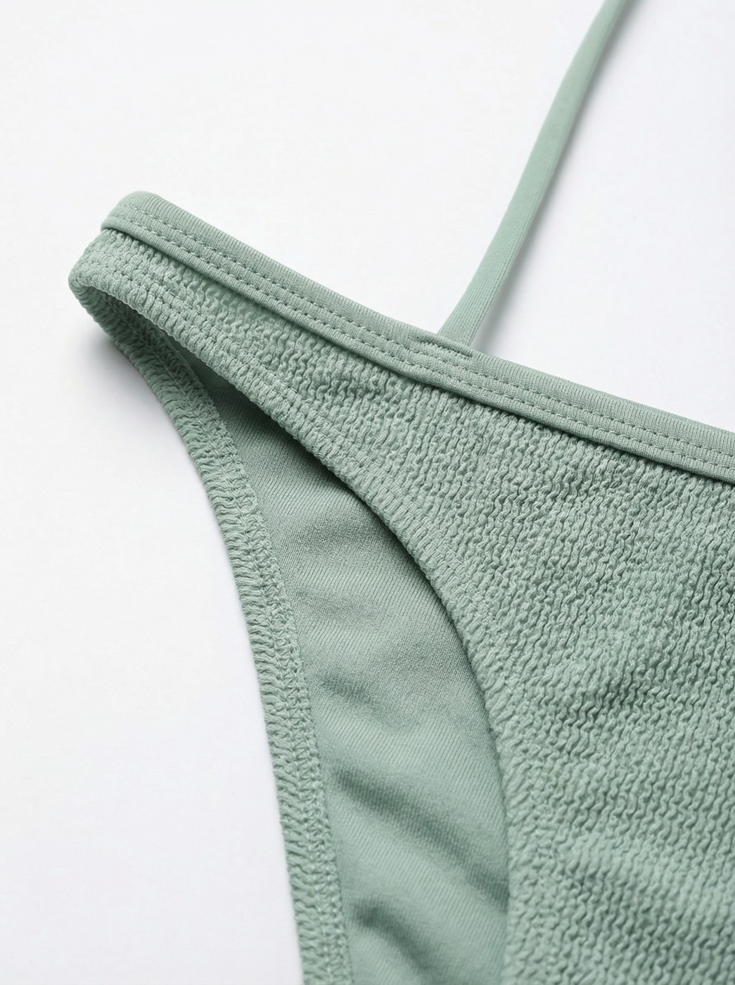 The Sienna — Sage Crinkle Triangle Bikini Set - 06-detail-1